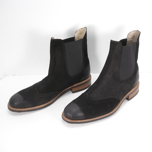 NEW J.D.FISK BLACK SUEDE WINGTIPS ANKLE BOOTS 12 main image 4